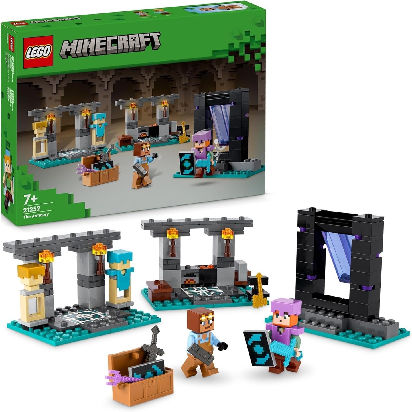 LEGO Minecraft The Armory Spielset mit Heldenfiguren, Spielzeugwaffen und Alex-Figur, Actionspielzeug für Jungen und Mädchen, Geschenk für Gamer und Kinder ab 7 Jahren. 21252 Bausets. Besuchen Sie den LEGO-Store Single