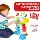 Chicco 00009820100000 Mi First Schlagzeug-Set mit Lichtern und Sounds, 3 Spielmodi, Musikinstrument mit Batterie für Kinder, mehrfarbig, groß, Jucarii Bebe Naty Shop