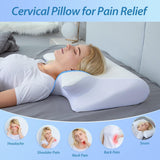 HOMCA Nackenkissen Orthopädisches Kissen 2-in-1-Memory-Schaum-Kissen Nackenstützkissen Ergonomisches Kopfkissen für Rücken-, Seiten- und Bauchschmerzen 60 x 13/11 x 40 cm Naty Shop Orthopädische Nackenkissen