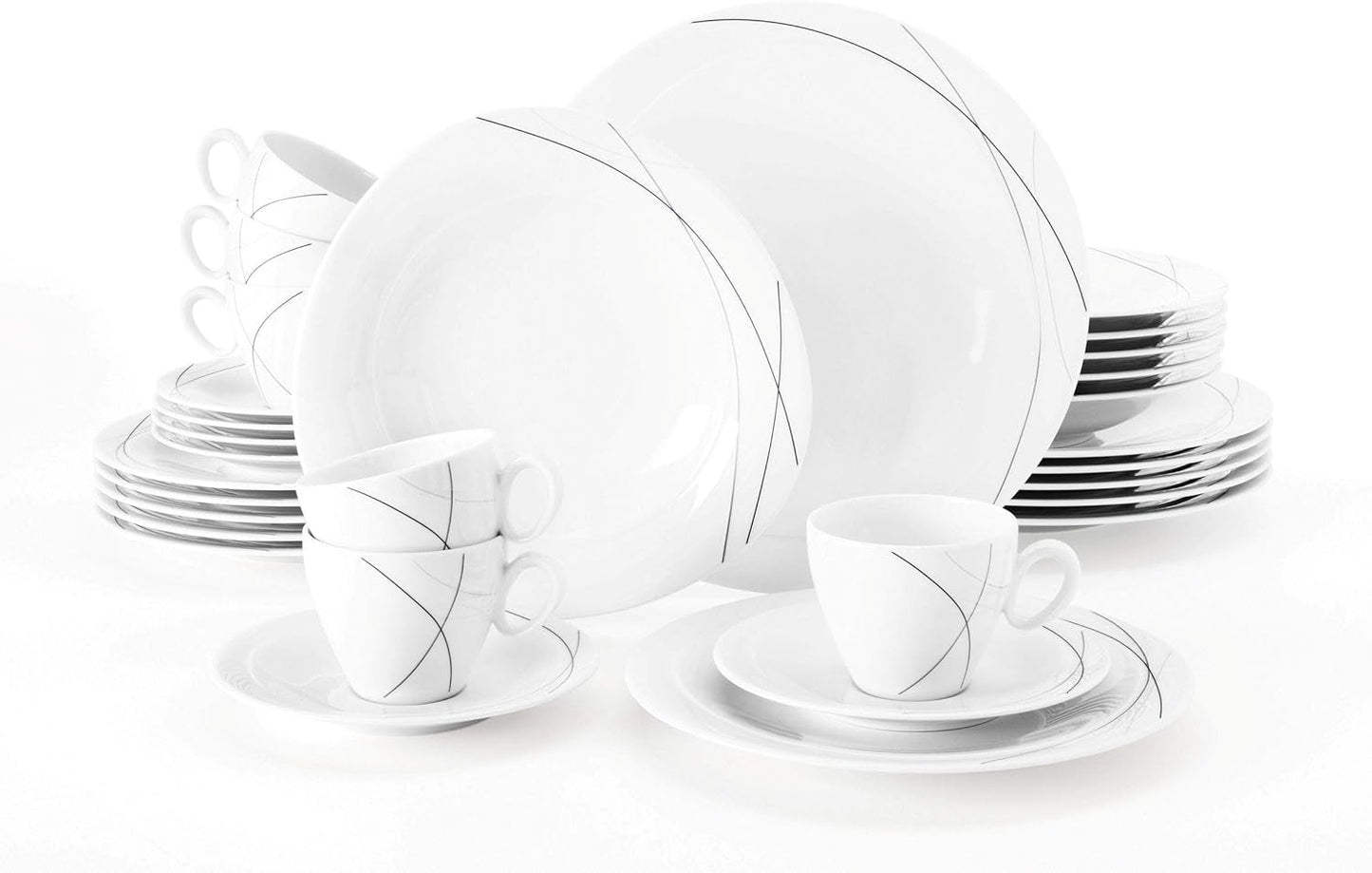 Seltmann Weiden 001.706904 Trio Highline Kombi-Geschirr-Set, 30-teilig, 36,5 x 31,2 x 36,9 cm, weiß