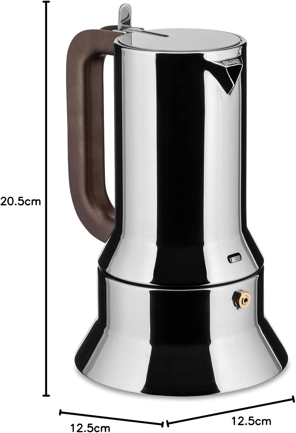 Alessi 9090/6 Espresso mit 6 Tassen für Induktion, Edelstahl, Silber, 15,5 x 13,5 x 27 cm