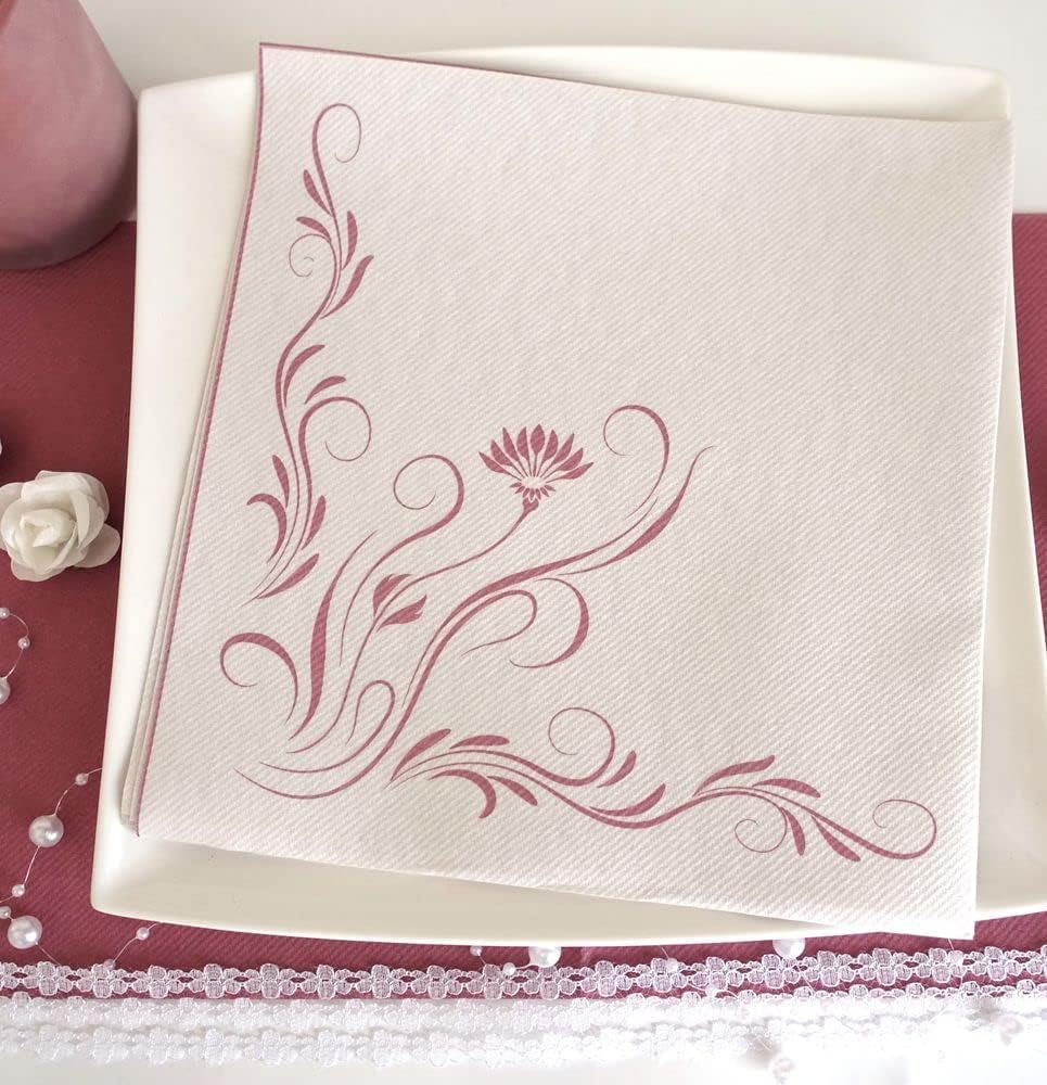 Appartina Elegantia 40x40 cm stoffähnliche Airlaid-Servietten, hochwertige Hochzeitsserviette, stoffähnliche Hochzeitsservietten, Einwegservietten für verschiedene Anlässe (Altrosa)