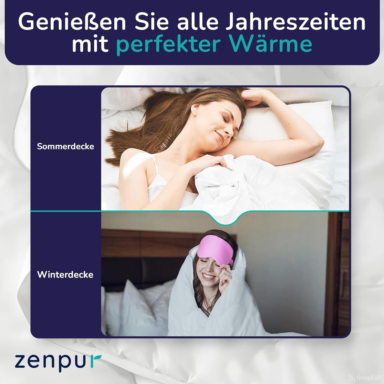 Premium Bettdecke 200X200Cm 4 Jahreszeiten, Bettdecke für alle Jahreszeiten 200X200 - warm im Winter und kühl im Sommer, 2 kombinierbare Bettbezüge 200X200 Bettdecken und Steppdecken Naty Shop