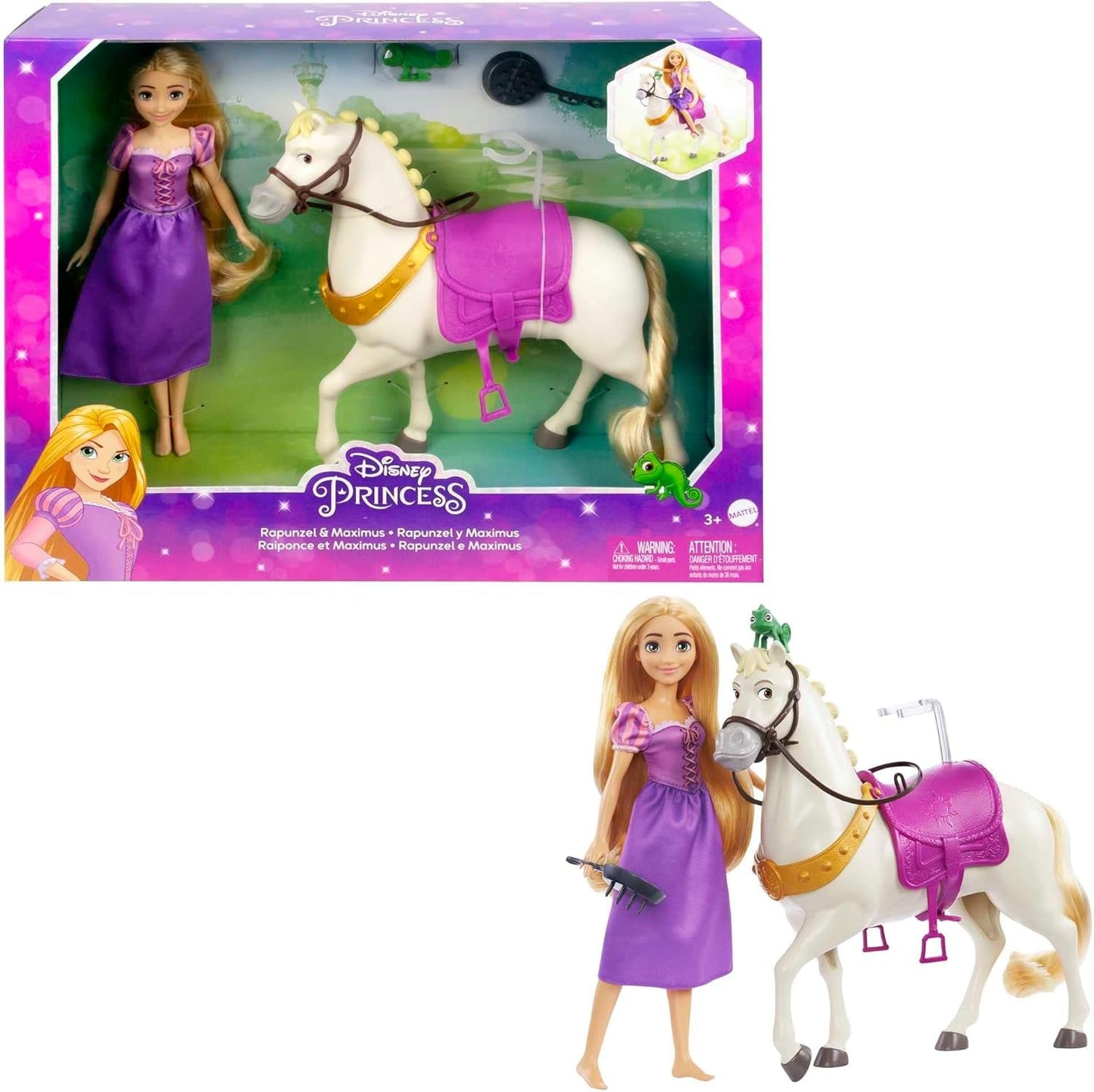 Disney Princess HMV99 – Bewegliche Rapunzel-Puppe und Spielturm mit rundum Spaß, 6 Spielbereichen und 15 Zubehörteilen, inspiriert vom Disney-Film, Spielzeug für 3-jährige Puppen Naty Shop Dolls Rapunzel das Pferd