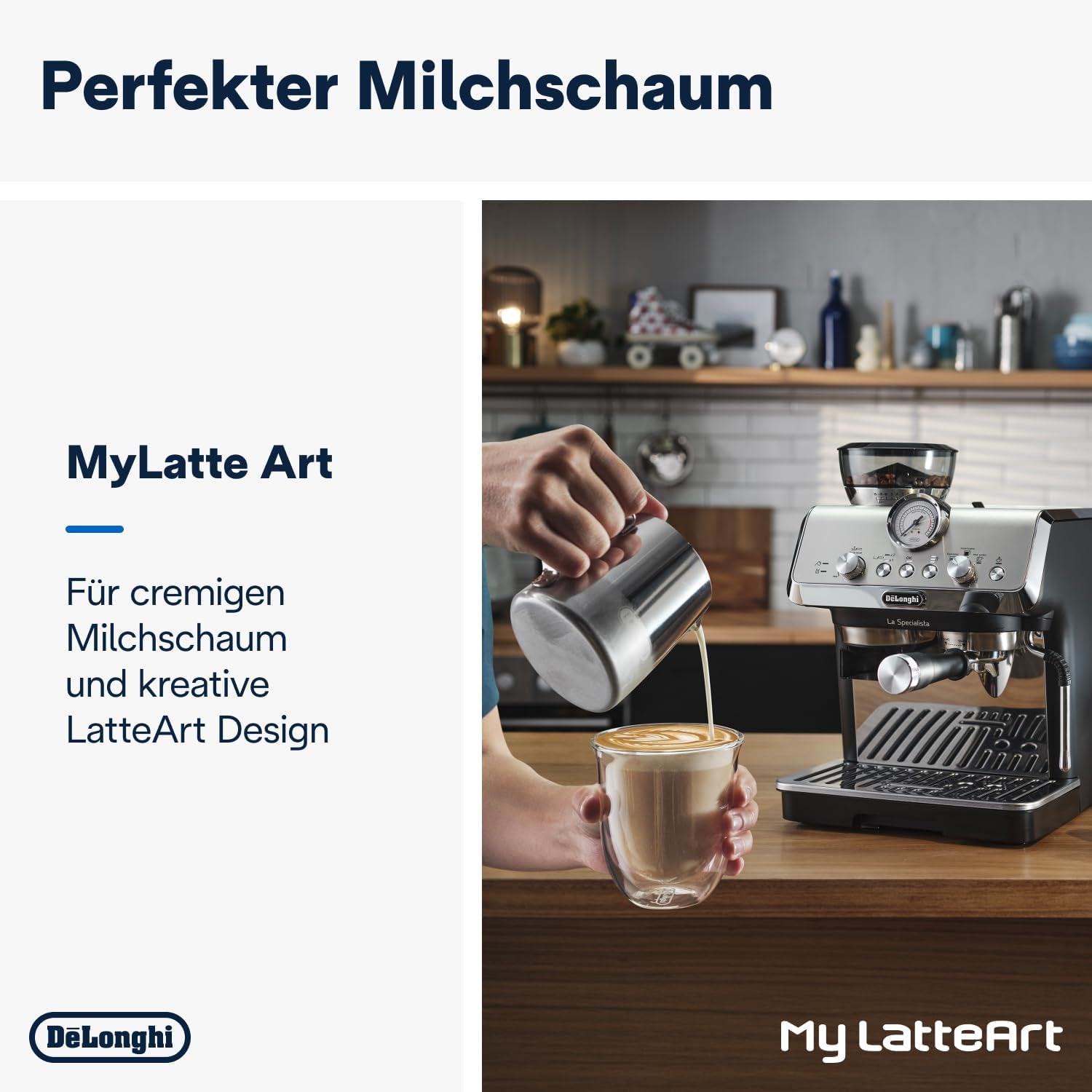 De'Longhi La Specialista Arte EC9155.MB Siebträger-Espressomaschine mit Mahlwerk, 8 Mahlgradeinstellungen, 15 bar Druck, 3 Temperatureinstellungen, Milchaufschäumer, 1550 W, 1,7 l Tank, Edelstahl/Schwarz, inklusive Barista-Kit