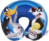 Warner Bros. Looney Tunes Baby-Nackenkissen für Mädchen, weich, für Reisen, Auto, Bugs Bunny, Daffy Duck, Silvestro Titti, Komfort, Cartoon, Blau, Naty Shop, Reisekissen, Standardtitel