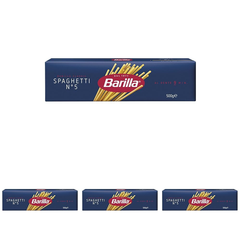 Barilla Pasta Klassische Spaghetti n.5 aus hochwertigen Hartweizen immer al dente, (1 x 500 g), geschmacksneutral