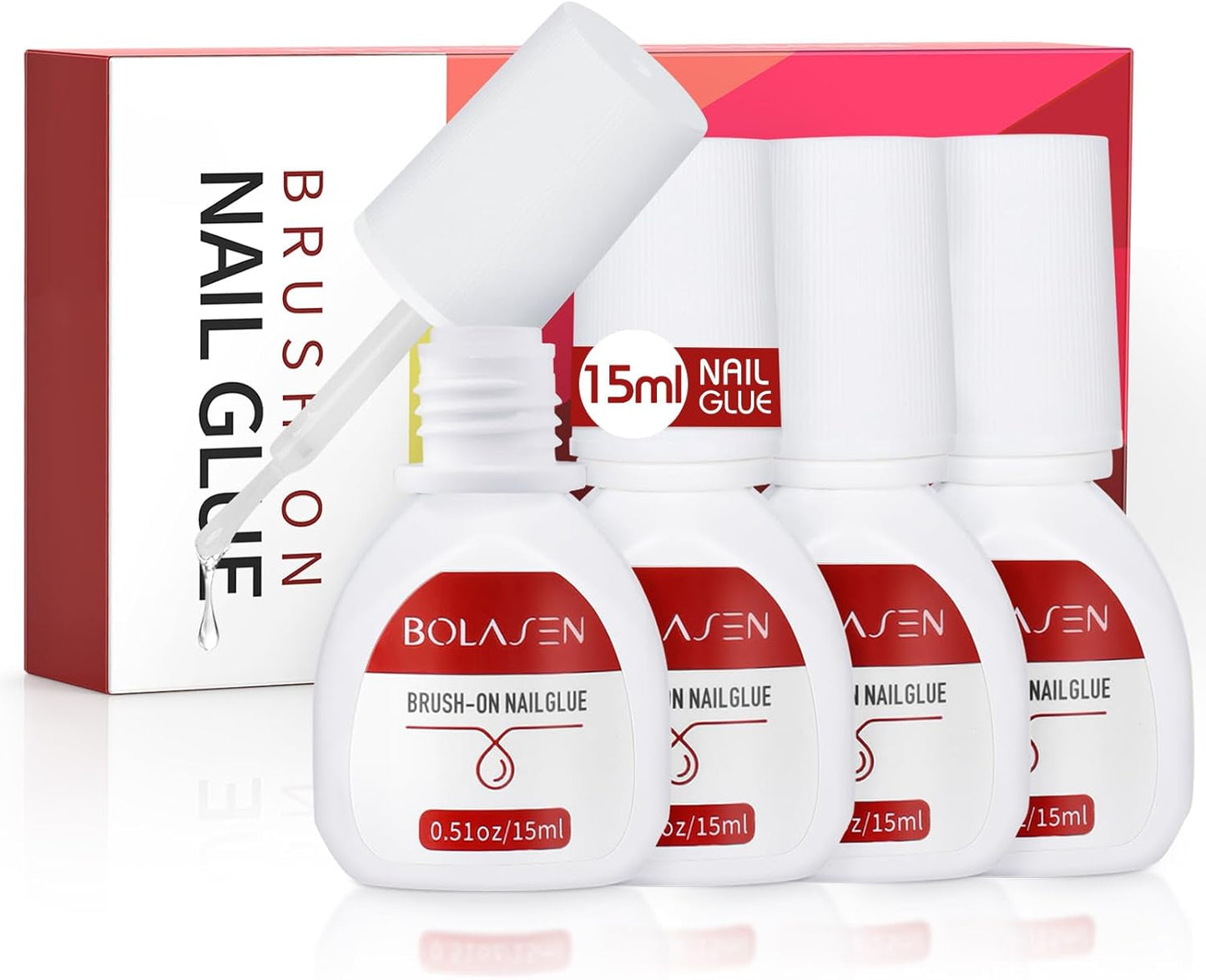 Nagelspitzenkleber, BOLASEN Extra starker Nagelkleber, 4 Stück rissiger Nagelkleber, Nagelkleber, extra starker künstlicher Nagelkleber, Nagelkleber – 4 * 7 ml