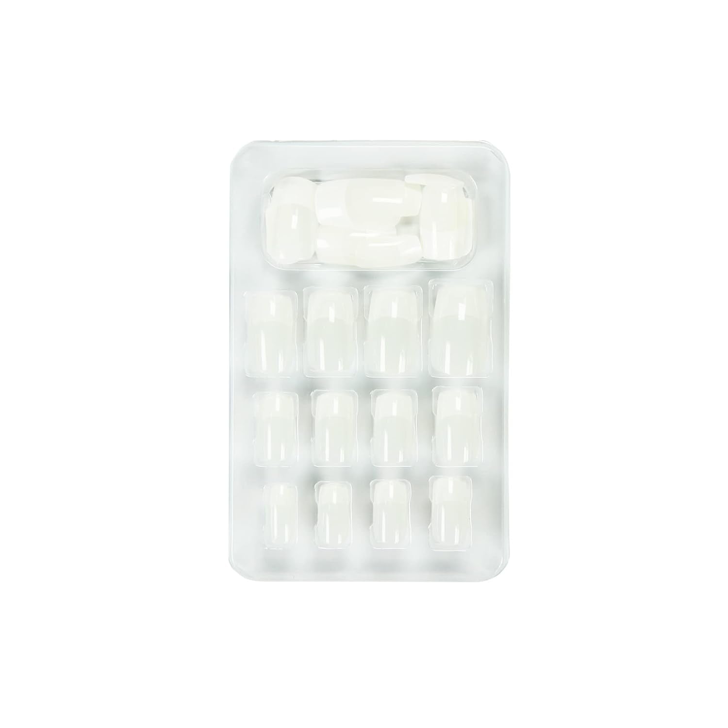 Glam'Up Paris – Künstliche Nägel – Vollständige Abdeckung – Einfache Anwendung – 24 künstliche Nägel pro Box + Doppelklebeband – XL-Quadratform – Nr. 3 – Französische Maniküre, Weiß
