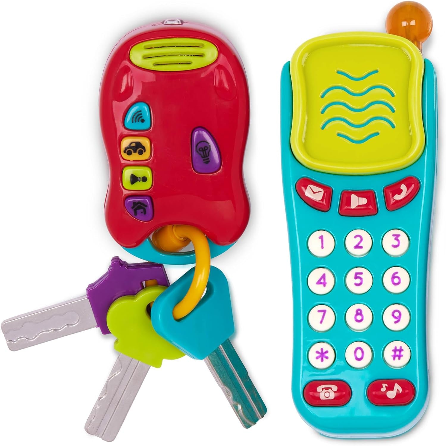 Battat-Spielzeugschlüssel-Babyspielzeug – Bunter Autoschlüssel-Schlüsselanhänger mit Licht und Geräuschen für Babyspielzeuge ab 10 Monaten Naty Shop Handyschlüssel