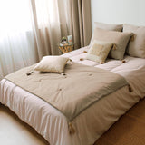 Decke „Enjoy Home“, Beige, Natur, mit 4 Jutebommeln, 90 x 190 cm, 100 % Baumwolle, Öko-Tex-zertifiziert, Panama-Kollektion, Naty Shop Decken und Steppdecken