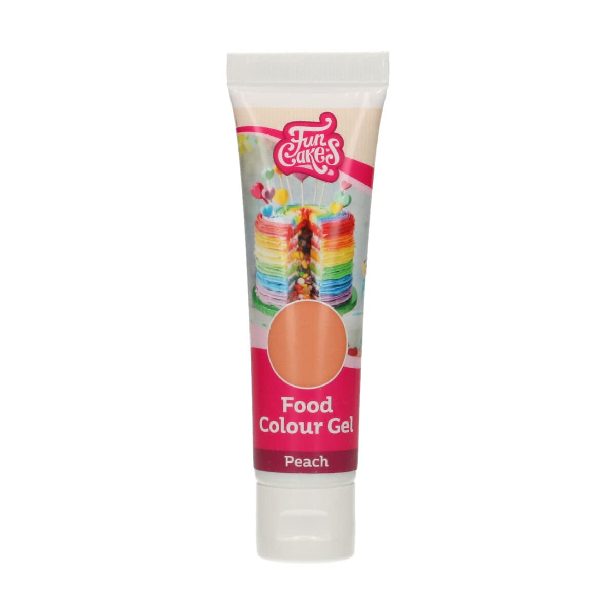 Funcakes Peach Gel Lebensmittelfarbe: Hochkonzentrierte Lebensmittelfarbe für Teig, Creme, Fondant und Marzipan. Einfache Dosierung. Ein einziger Tropfen, um lebendige Farben zu erzeugen. Halal. 30 g.