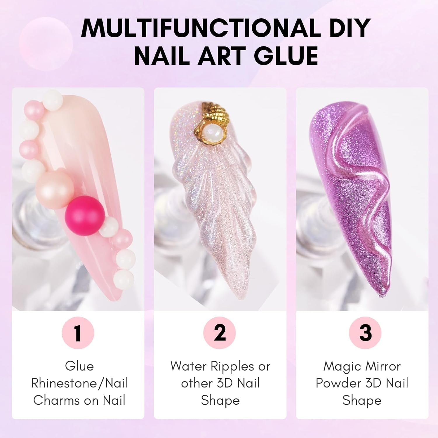 Makartt Strass-Klebegel – 15 ml UV-Nagelkleber-Set mit rosa Nagel-Charms, Herz-Kreis-Nagelschmuck und Nageldesign-Zubehör für Heim-Maniküre, Valentinstagsgeschenk