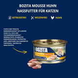 Bozita Mousse Chicken – 12 x 85 g Nassfutter für Katzen mit einer feinen Textur aus Mousse und Huhn – getreidefreie Rezeptur, ohne Zuckerzusatz – mit Postbiotika zur Unterstützung einer gesunden Darmflora