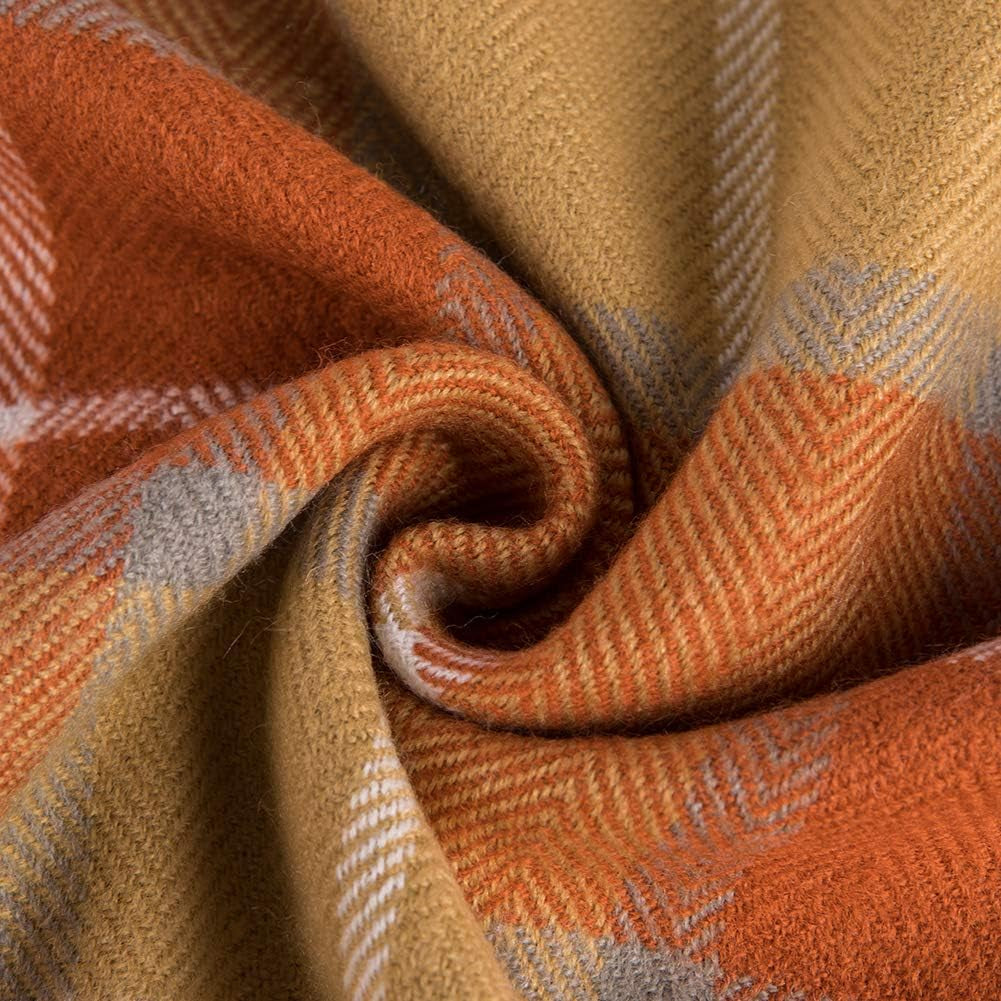 G Lake Orange karierte Decke, Überwurf, Acryl, weich, wendbar, Tagesdecke mit farbigen Fransen, Geschenk für Weihnachtsdekorationen, 127 cm B x 170,2 cm L-Pumpkin Orange Betten und Decken G Lake