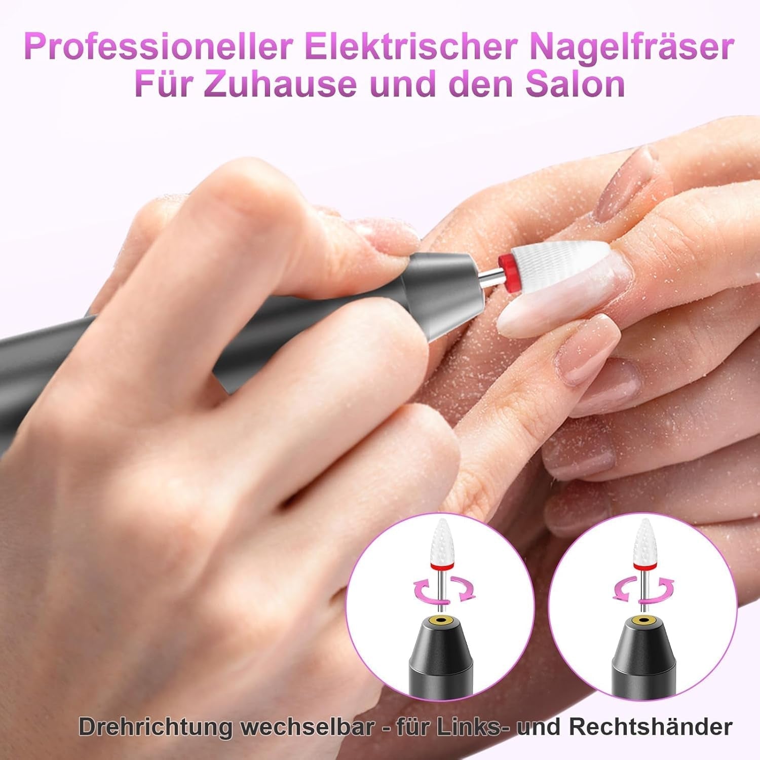 Kabellose elektrische Nagelfeile – 35.000 U/min für Gelnägel, 12-in-1 professionelle Nagel- und Acryl-Nagelfeile, 5-Gang-Maniküre- und Pediküre-Set