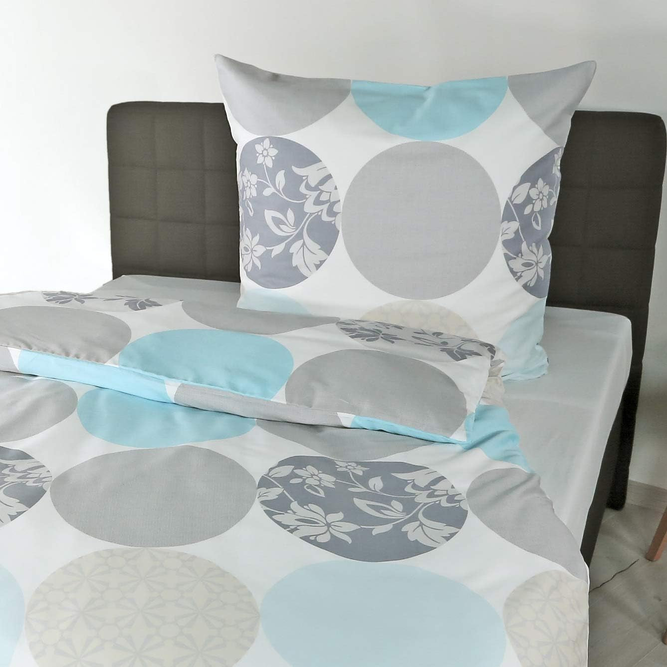 Bierbaum Bettwäsche, Mako-Satin, Designed in Germany, Modell 6383 Türkis 02, 155X220 cm + 80X80 cm, Komfortgröße Betten und Decken Besuche den Bierbaum-Store Türkis 155X220 Weitere Muster