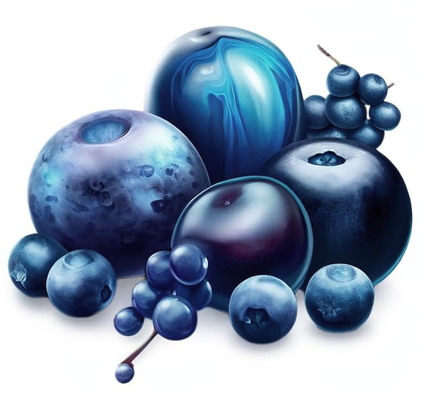 Lebensmittelfarbpulver, natürliche Farbe, Fruity Line BLUEBERRY, 20 g, natürliches Farbpulver für Cremes, Zuckerguss, Biskuitteig in Pulverform, Lebensmittelfarbe für Getränke, Gelees