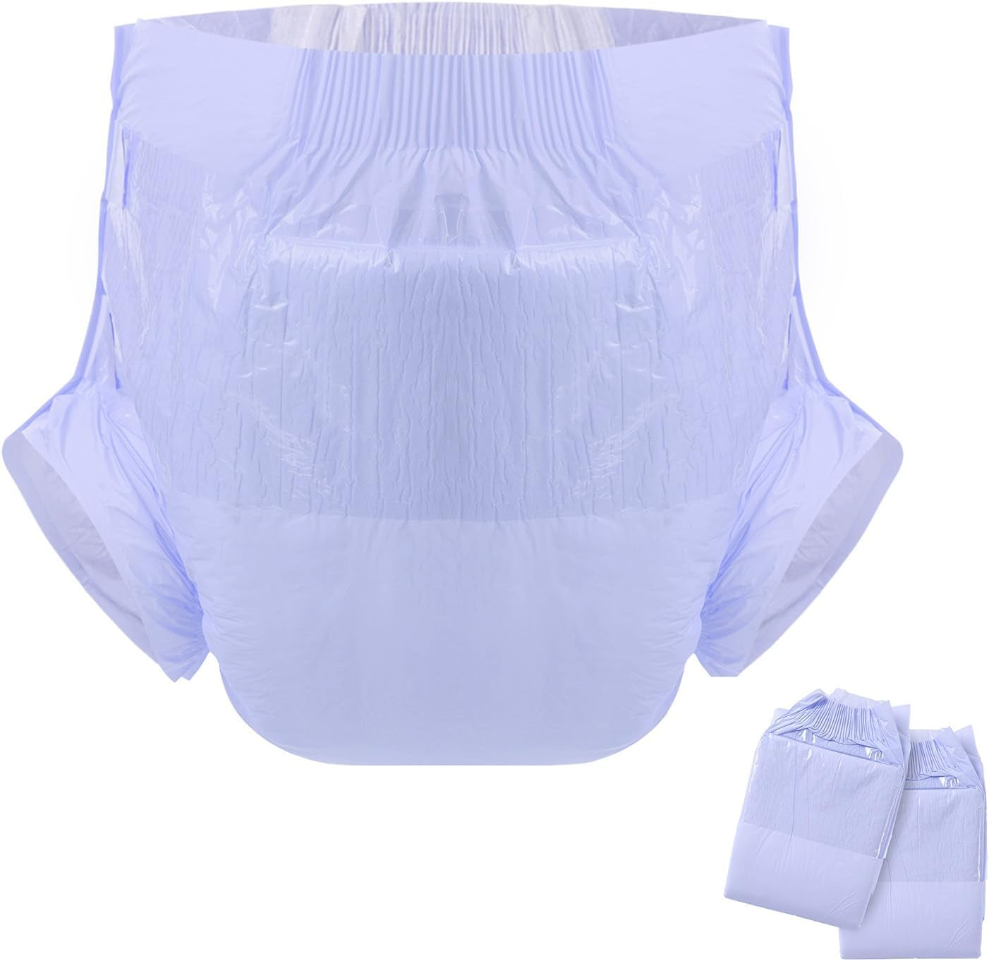 CutiePlusU Windeln für Erwachsene, trockene Oberfläche, maximale Saugfähigkeit über Nacht, Einweg-Inkontinenzwindel – Blau, 2er-Pack (Mittel 71–96 cm)