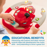 Kunststoff Battat, BT2525Z Interaktives Lenkradspielzeug auch für Reisen und Autofahrten mit Lichtern und Geräuschen für Kinder ab 2 Jahren, Rot, kompatibel mit Autos Bebe Toys Naty Shop