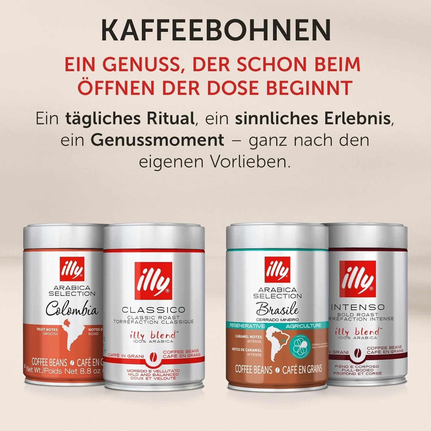 illy, Kaffeebohnen Arabica Selection Costa Rica, 100% Arabica mit Karamell-, Schokoladen- und Vanillenoten, süßer Gesmack, 1 Dose mit 250g
