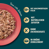 Gehackte Filets in Brühe mit Thunfisch und Lachs, zubereitet mit natürlichen Zutaten, Lily's Kitchen, Nassfutter für ausgewachsene Katzen, 70g-Box