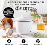 Römertopf Fresh Pot MINI 0,6 Liter – Knoblauchtopf aus Keramik – Atmungsaktiver Ton hält Gemüse länger frisch – Ideale Luftzirkulation – Weiße Frischhaltedosen Naty Shop