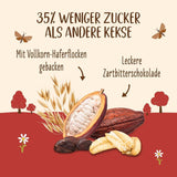 Kekse mit Haferflocken und Bio-Schokolade Allos | Knuspriger Vollkorn-Hafer-Schokoladenkeks | Mit Honig 6 x 130 g süßen