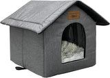 Katzenhaus Für Draußen Winterfest Wasserdicht Wetterfester Katzenhöhle Haustierhaus mit Plüschkissen Warme Hundehöhle Waschbar Hundehaus Tierheim Für Streuner Haustiere 35x30x35cm
