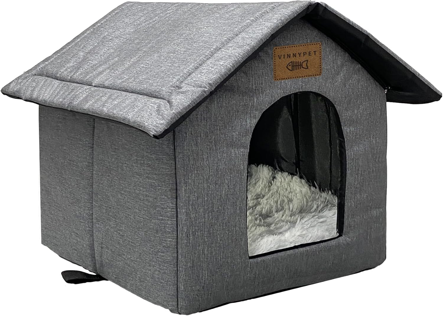 Katzenhaus Für Draußen Winterfest Wasserdicht Wetterfester Katzenhöhle Haustierhaus mit Plüschkissen Warme Hundehöhle Waschbar Hundehaus Tierheim Für Streuner Haustiere 35x30x35cm