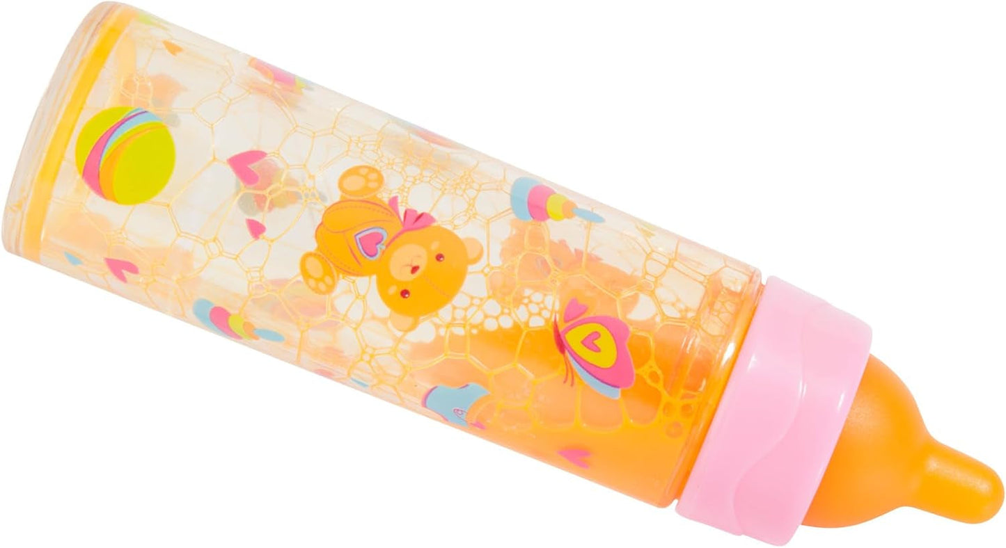 Bayer Design 79201AE Magic Bottle, Milchflasche, Trinkflasche, Puppenzubehör, weiß und orange