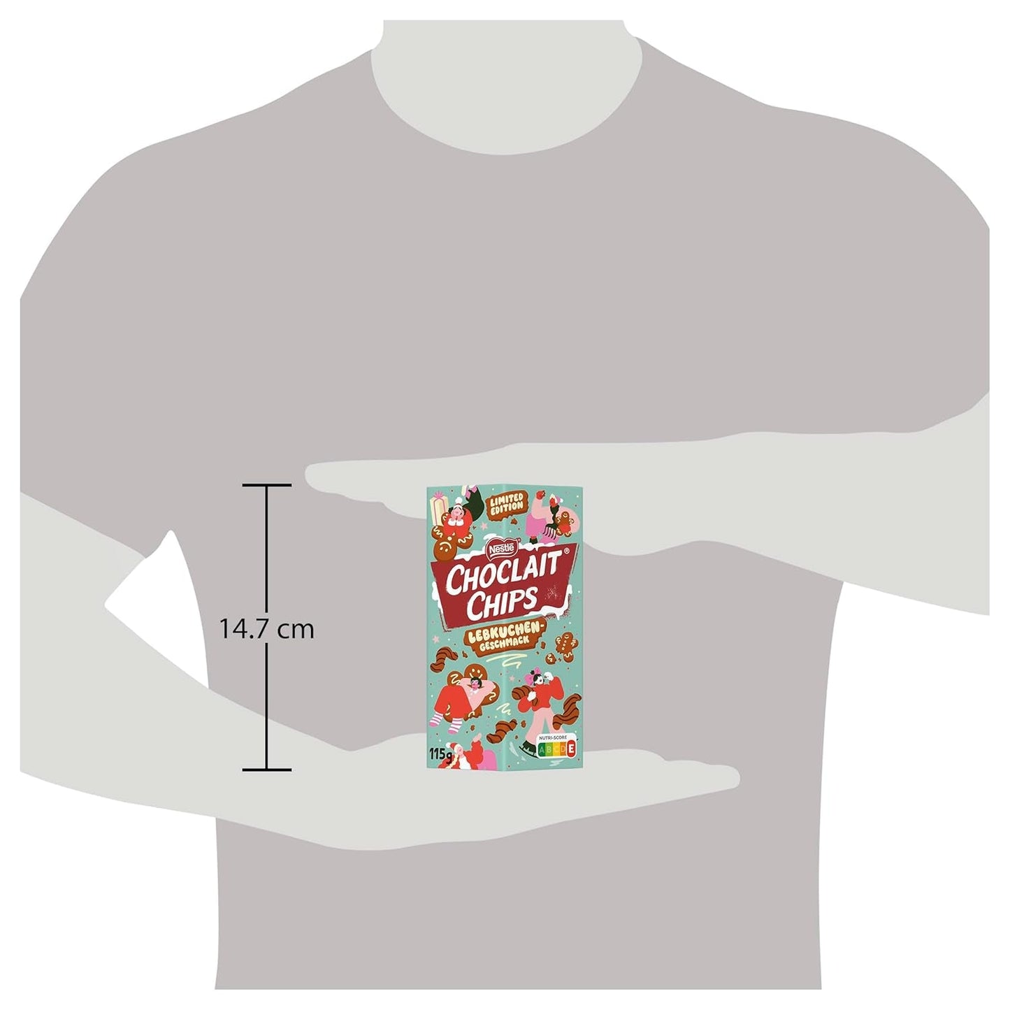 Nestlé Lebkuchen, ein köstlicher und knuspriger Snack mit Lebkuchengeschmack, umhüllt von Milchschokolade und verfeinert mit dekorativen Streifen dunkler Schokolade, 1 Packung (1 x 115 g)