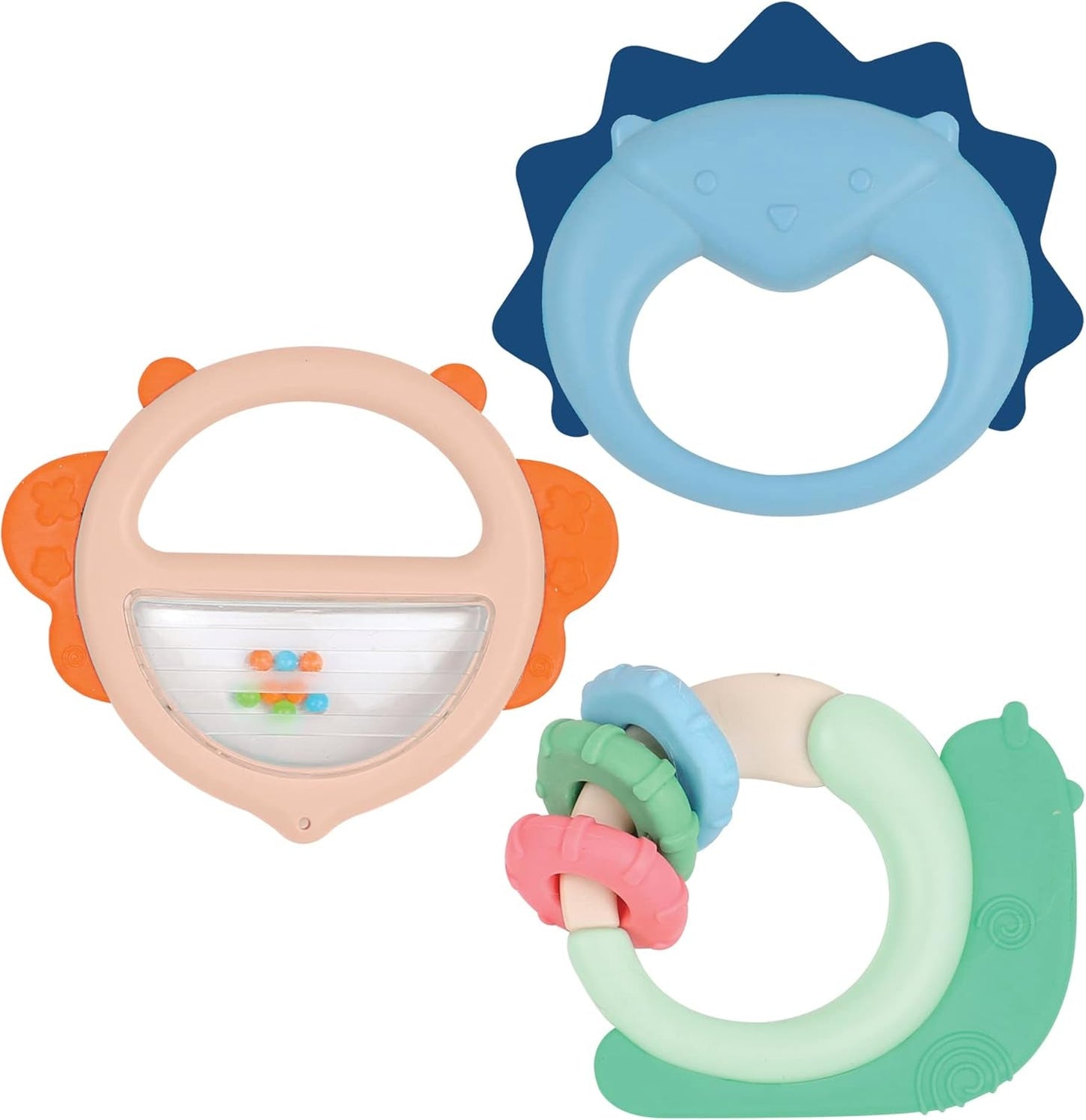 LUDI – Planet Bell – Babyspielzeug – ab 3 Monaten – lebendige Farben, verschiedene Texturen und originelle Form – fördert Feinmotorik und Geschicklichkeit. Bebe Naty Shop Trio Bell Toy