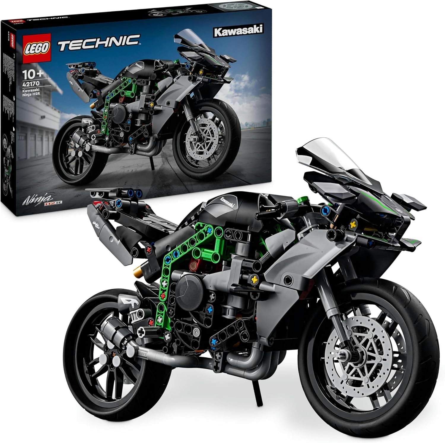 LEGO Technic Kawasaki Ninja H2R Motorrad, Geburtstagsgeschenk für Kinder und Erwachsene, Dekoration, Spielzeug, Modell für Jungen und Mädchen ab 10 Jahren 42170 Bausets Besuchen Sie den LEGO-Store Single