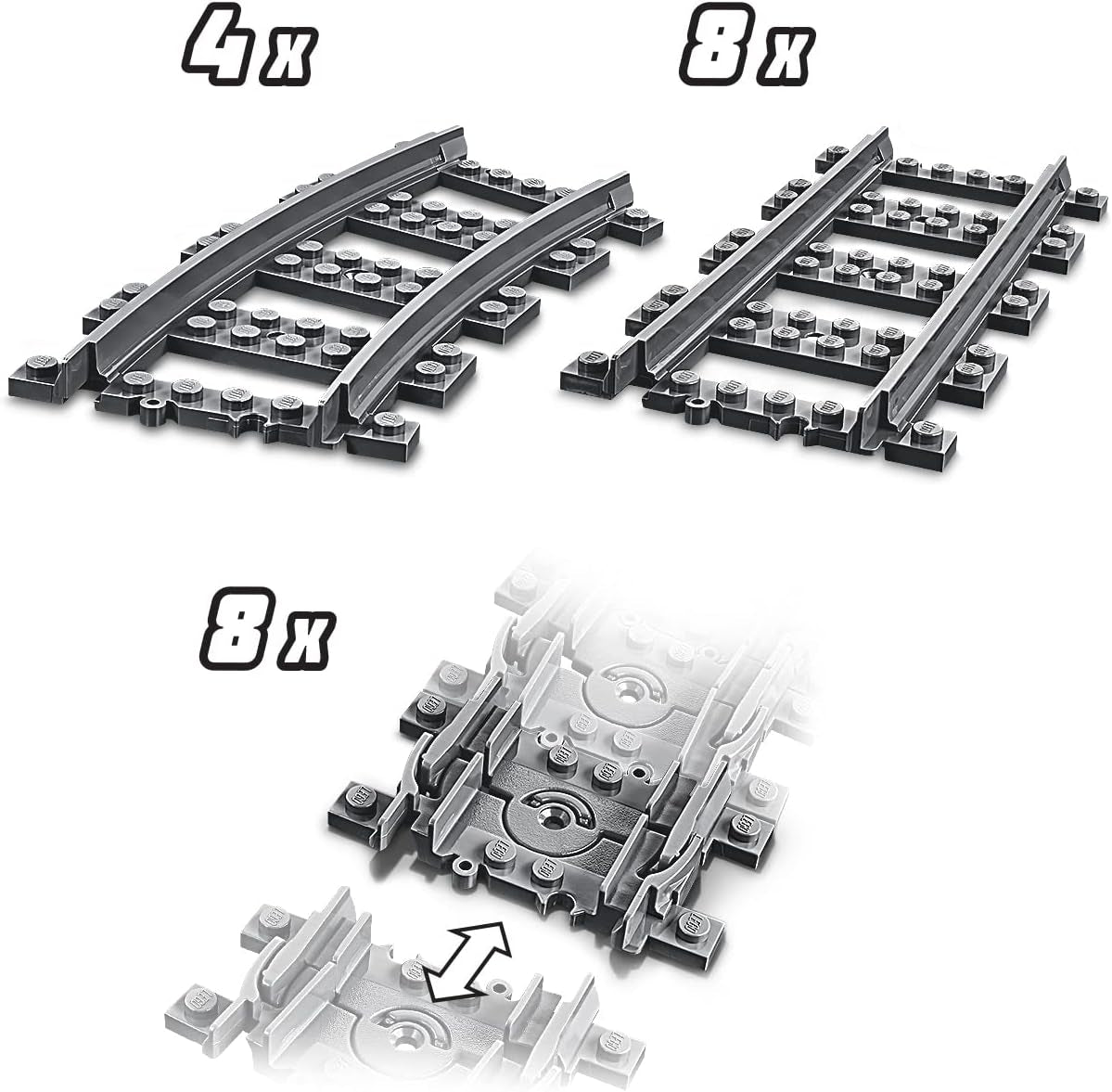 LEGO 60205 City Tracks, 20-teiliges Erweiterungsset für Kinder, Jungen und Mädchen, Spielzeugset, Bausets