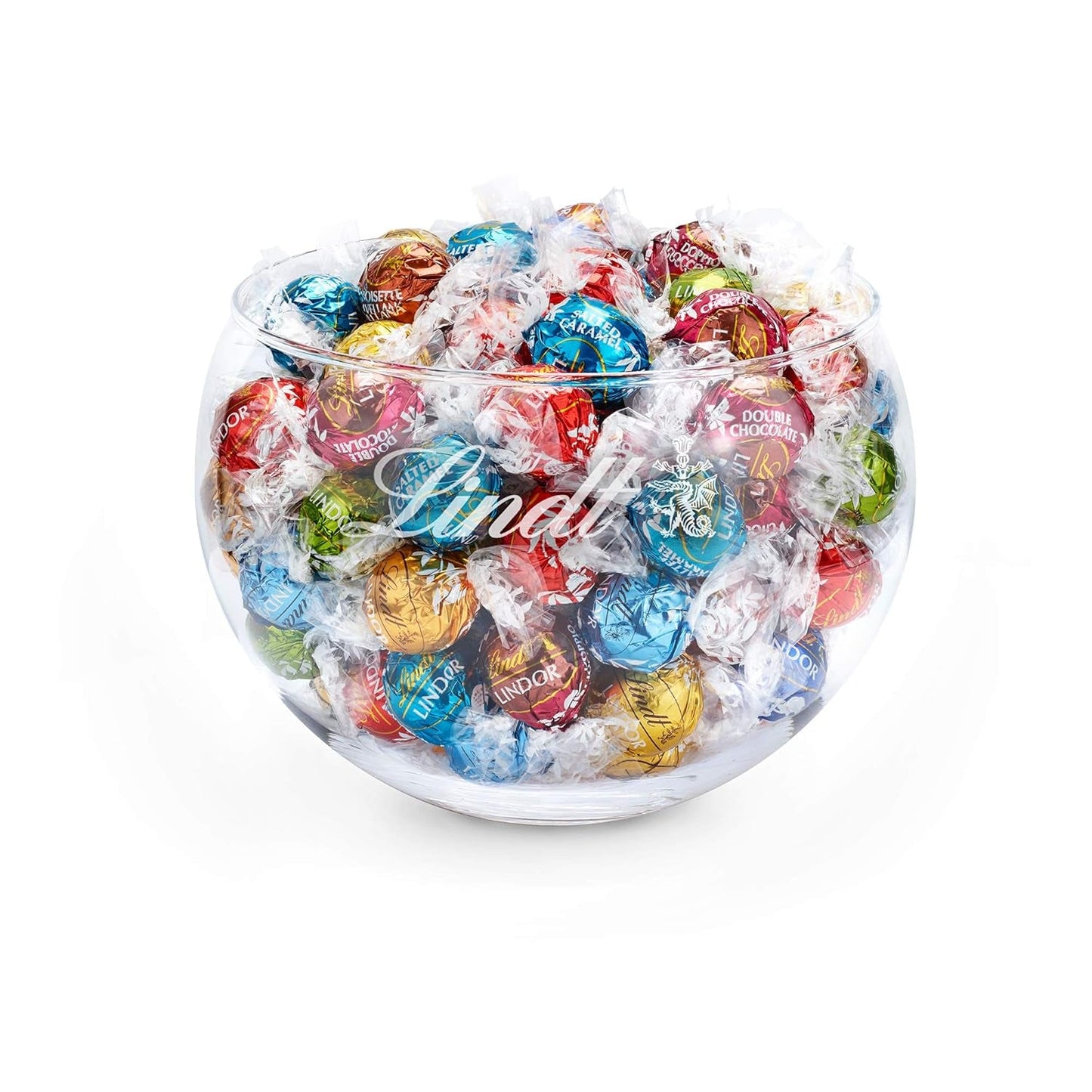 Schokoladenmischung LINDOR | 1371 g | Ca. 109 Kugeln: Milchschokolade und LINDOR-Kugeln mit Erdbeercreme | 1 kg Beutel, ca. 80 Schokokugeln weiße Schokolade mit Erdbeercreme