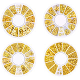 4 Boxen Nagel Art Strass, 3D Nagel Art Dekorationen, Mix Größe Nagel Perlen Glitter Strass Gold Metall Hohlniet Nagelkunst Stern Mond Sonne Nagel Zubehör Für DIY Nageldesign