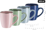 MÄSER 931870 Metallgestell, Modernes Geschirrset für 4 Personen mit messingfarbenem Gestell, 16-teiliges Kombinationsset mit Coupé-Formen ohne Gestell, Mehrfarbig, Steingut, Pastel'n'Blue