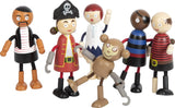 Small Foot Flexible Piratenpuppen aus Holz, 5 Piraten und 1 Affe, detailliert und flexibel, ab 3 Jahren, 12412