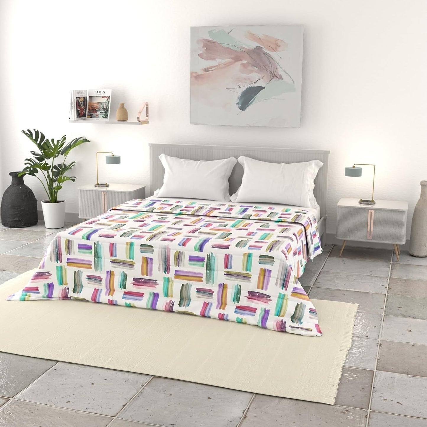 Italienische Bettwäsche Basic Sommerdecke, bedruckte Mikrofaser, 250 x 240 cm, Kreis Steppdecken und Steppdecken Naty Shop Mehrfarbig 250 x 240 cm