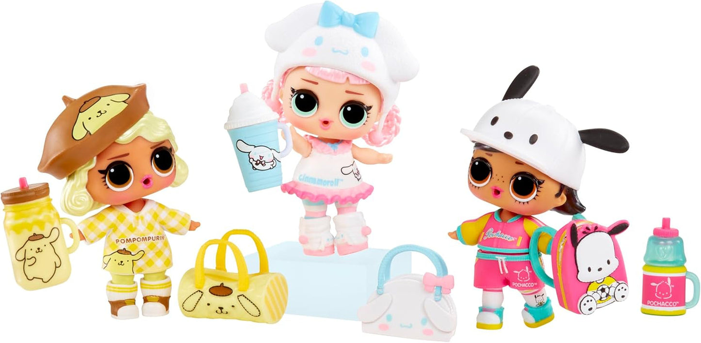 L.O.L. Überraschung! Liebt Hello Kitty und seine Freunde – 1 Puppe mit 7 Überraschungen, zufällige Auswahl, 8 Kleinkinder zum Sammeln, Geschenk für Kinder ab 4 Jahren, rosa Naty Shop-Puppen