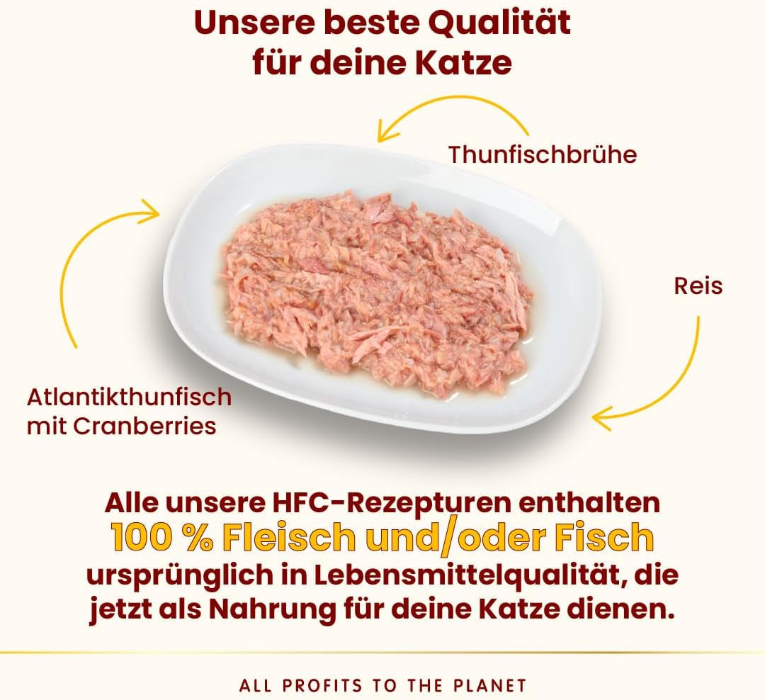 Almo Nature HFC Urinary Help – Nassfutter für Katzen – Unterstützung für die Harnwege – Atlantischer Tunfisch & Cranberries – Human Grade, Monoprotein, Glutenfrei – 24 x 50 g