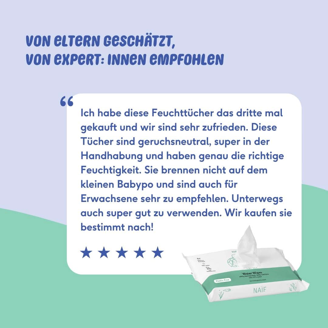 Naïf Plastikfreie Feuchttücher 864 Stück (16Er X 54 Feuchttücher) - Pflege Für Babypo, Körper Und Gesicht - 99% Aus Wasser - 0% Parfüm Und Alkohol - Nachhaltige Feuchttücherbox Eukalyptus Sensitiv Naty Shop