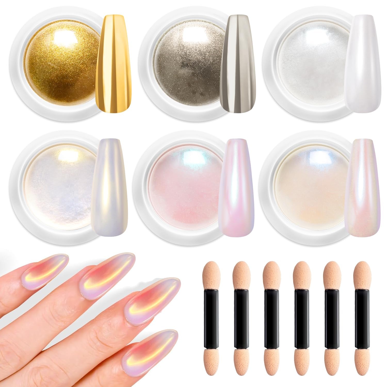 BISHENGYF Rose Gold Chrome Nail PowderNeue Upgrade Grosse Kapazitä Chrom PulverSuper-Spiegeleffekt Metall Mirror Chrome Powder –Neon Glassy Pearl Effect Glitter Nagelkunst Pulver Für DIY Salon