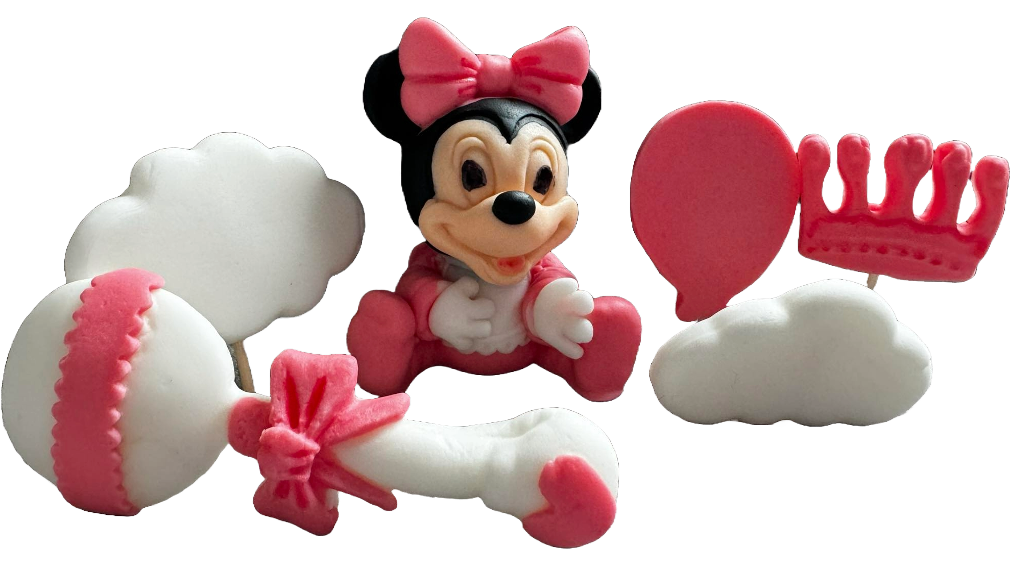 Set mit 6 essbaren Zuckerdekorationen, Minnie Mouse Zuckerpastendekorationen Naty Shop