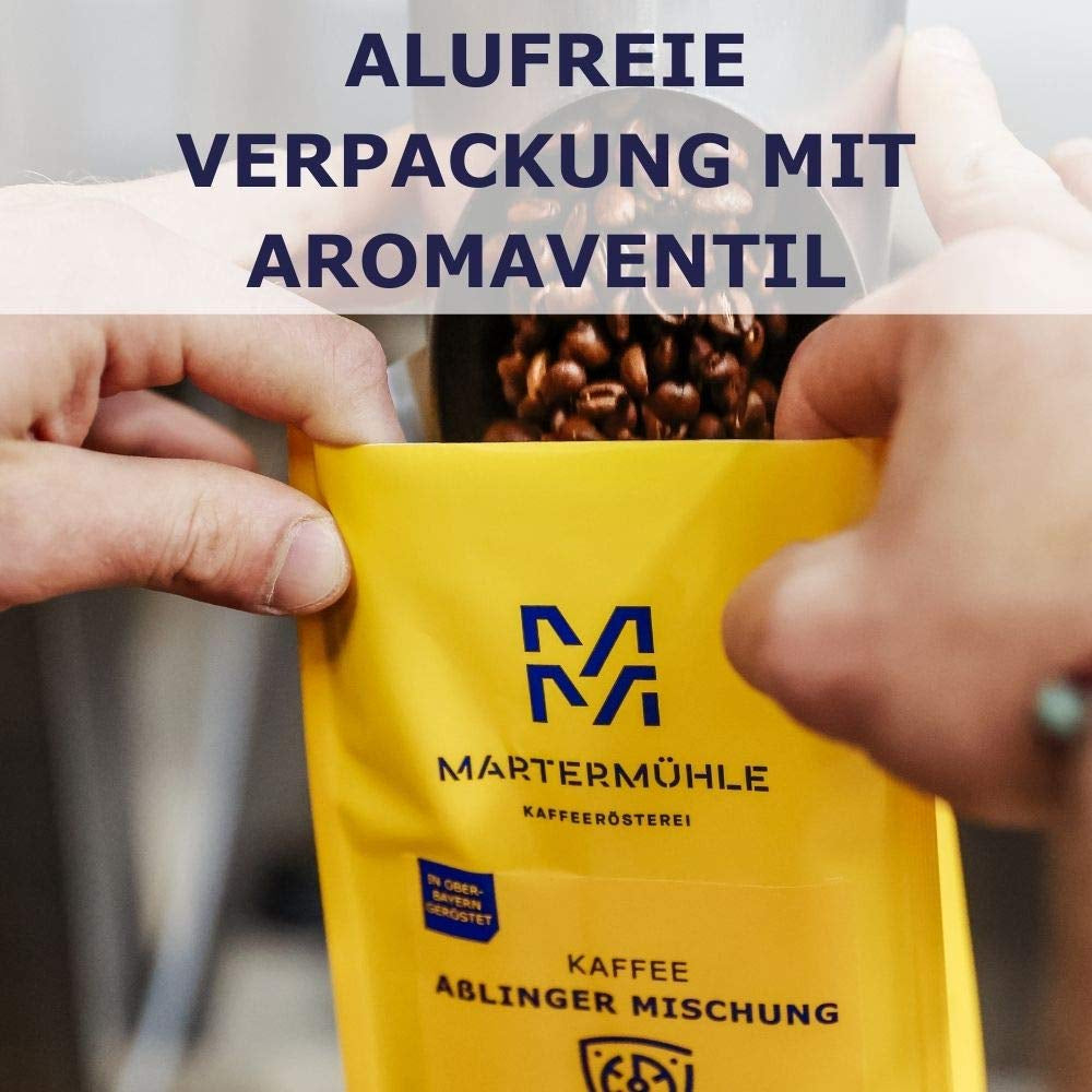 Martermühle Starke Espressocreme 500g | Arabica/Robusta | Geschmacksrichtungen: Dunkler Kakao, Haselnuss | Hell geröstete ganze Espressobohnen, geringer Säuregehalt
