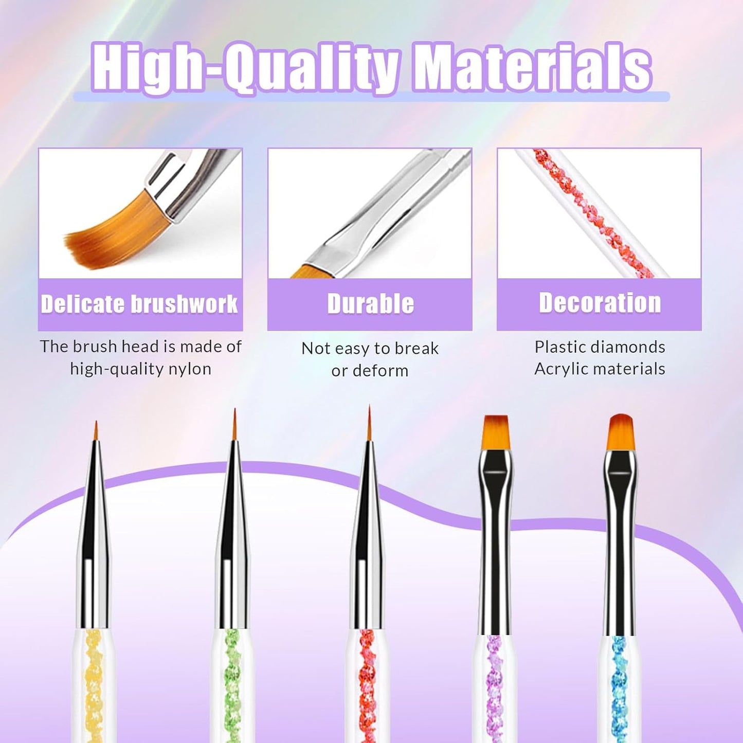 Sularpek 6 Stück Nagel Pinsel, Nail Art Pinsel, Pinsel Nageldesign, Nagel Pinsel Set, Nail Art Dotting Tools Mit 1 Schwammpinsel Applikator, Nageldesign Zubehör Für DIY Nail Art Design
