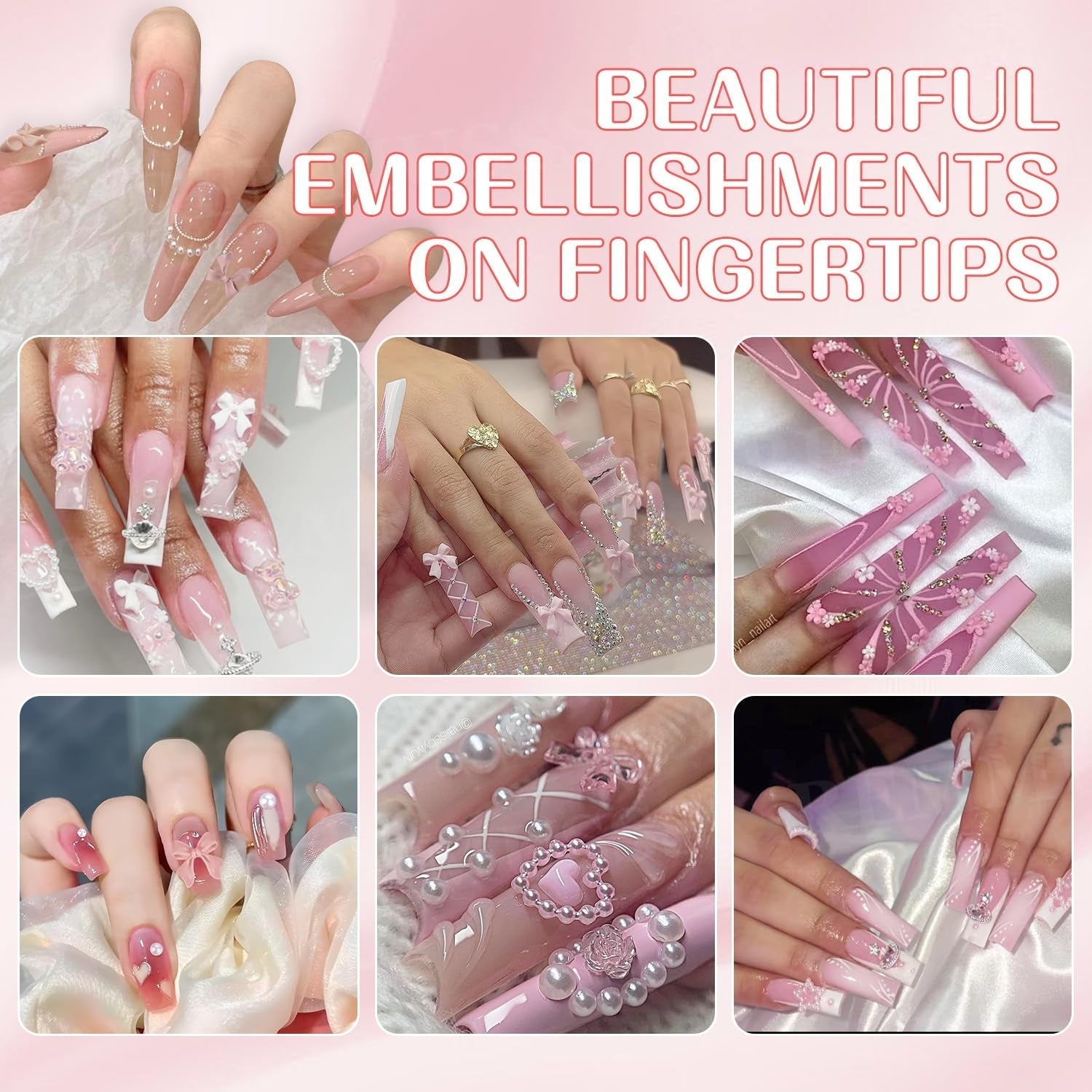 3D-Nagelkunst-Dekorationen, 1 Box Nail-Art-Anhänger, gemischter Stil, Blumen-Herz-Schleife, Nagelkunst-Anhänger, Harz-Nagelkunst-Dekorationen, für Nagelkunst-Dekorationen, DIY-Bastelzubehör