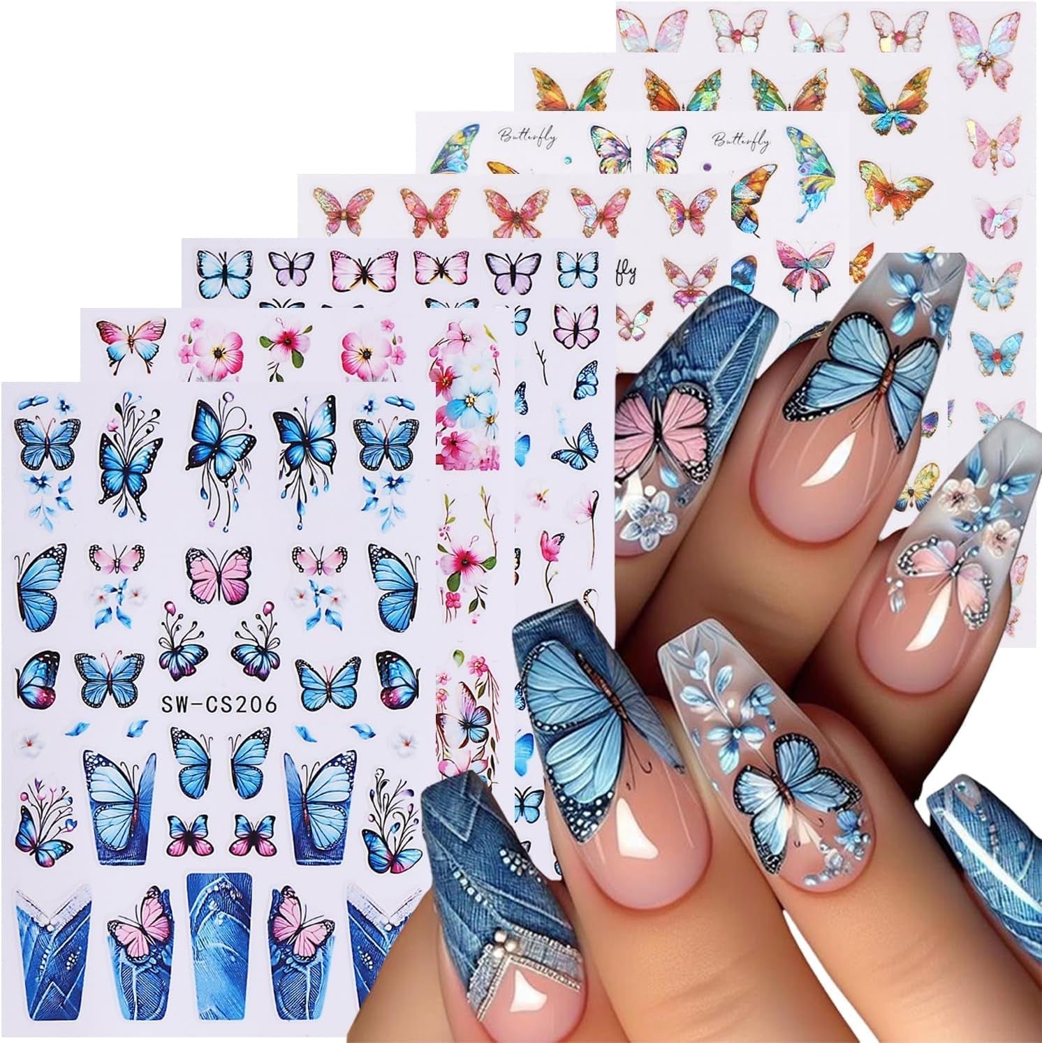 GZMAYUEN 12 Farben Französische Nagelaufkleber, 3D-Nagelaufkleber mit französischem Farbverlauf, selbstklebendes Nageldesign, Nagelzubehör
