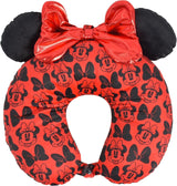 Ful Concept One Disney Minnie Mouse Reise-Nackenkissen mit 3D-Ohren und Feder für Flugzeug, Auto, Büro, bequem und atmungsaktiv, rot/schwarz, Naty Shop Reisekissen, rot/schwarzes Band, Einheitsgröße